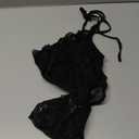 Verdusa Women's Going Out Tops Y2k Goth Lace Croset Sheer Halter Top Party Rave Outfits Sexy Camisole (Large, Black)