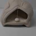 Bedsure Cat Beds for Indoor - 2 in 1 Cat Cave House Tent for Kittens and Small Pets with Removable Washable Cushioned Pillow, Foldable Kitten Hideaway with Non-Slip Bottom, Beige, 16 inches