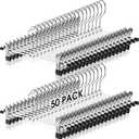 Weysat 50 Pack Pant Hangers with Clips Adjustable Metal Pants Skirt Hangers Bulk for Space Saving Heavy Duty for Clothes Jeans Closet Organizer, Silver and Black