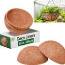 Halatool 14 Inch Hanging Basket Coco Liners Replacement, Round Coconut Liners for Planters Baskets, Made of 100% Natural Coco Fiber for Flowers Vegetables Garden, Drainage & Retain Moisture (4 Pack)