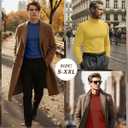 August Alley 5 Pack Men's Mock Turtleneck Shirts, Long Sleeve Tops Pullover Basic Casual Slim Fit Lightweight T-Shirts Pack (M)