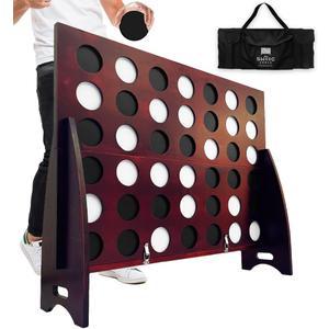 Swooc Games - XL Giant 4 in A Row (4ft x 3ft) All Weather with Carrying Case & 60% Quieter Design - Giant Connect Outdoor Game - Outdoor Games for Family - Jumbo Lawn Activity - Outside Fun