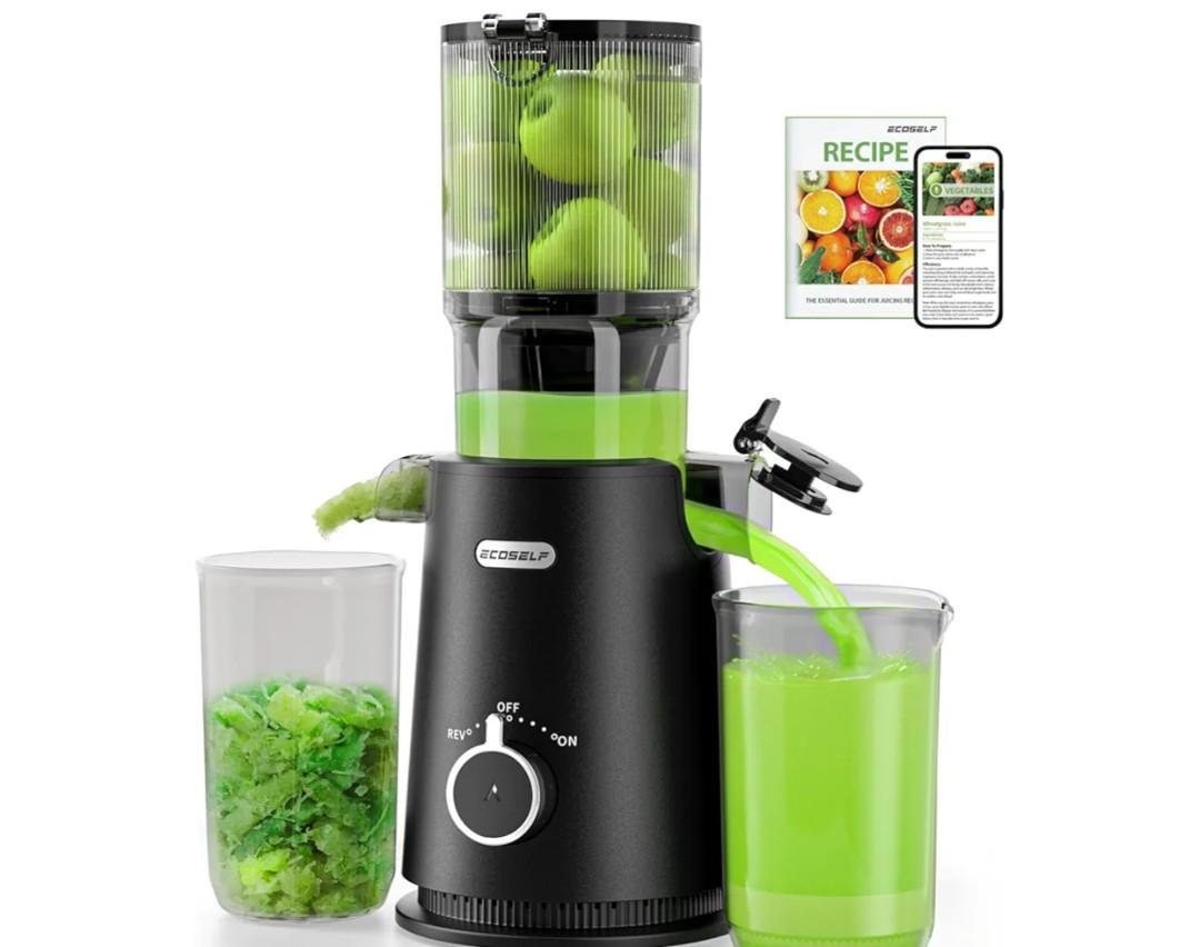 Cold Press Juicer - Wide Mouth Feed Chute with Self Feeding & Hands-Free Design - Juice Extractor Machine for Fruits and Leafy Greens - Juicer Machines High Juice Yield & Easy to Clean
