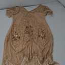 MISSCHEN Women's 1920s Art Deco Fringed Sequin Dress Gatsby Costume Dress with Sleeve YLS018 (X-Large, Rose Gold)
