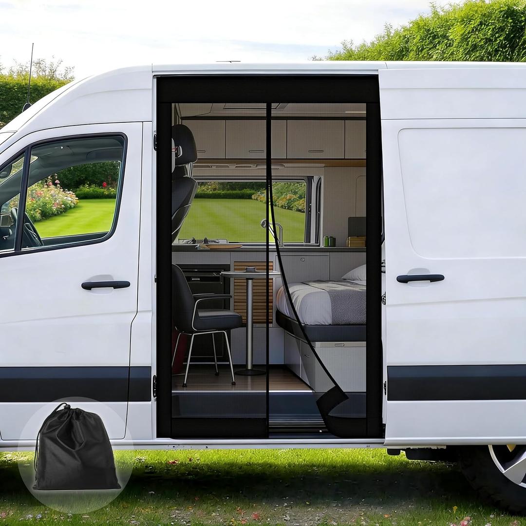 Van Bug Screen Mesh Screen Door RV Sliding Door Magnetic Screen fit Mercedes Sprinter Ford Transit sliding Door Screen Magnetic Closure Mosquito Net for Door High Roof Side Door 83"(h) x 59"(w)
