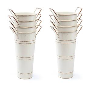 Notakia Galvanized Metal Vases Farmhouse French Flower Bucket Vases for Cut Flowers for Home Decor and Wedding Table Centerpiece Decorations (Beige Set of 8)