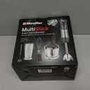Mueller Multistick 5-in-1 Immersion Blender Handheld, 12 Speed Hand Mixer - Turbo Boost, Heaviest Duty Copper Motor, Titanium Blades Hand Blender, Milk Frother Wand, Whisk, Beaker, Chopper, Grey