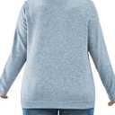 Oversized T Shirts for Women Dressy Long Sleeve Shirts Winter Solid Color Blouses Cute Elegant V Neck Tops 2XL Blue
