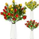 4 Pcs Artificial Lemon Pomegranate Branches Faux Pomegranate Fruit Stem with Green Leaves Fake Lemon Decoration 12'' High for Kitchen Home Hotel Table Farmhouse Fall Centerpieces Decor