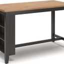 Signature Design by Ashley Gesthaven Contemporary Counter Height Dining Table with 3 Shelves and Trestle Base, Light Brown & Dark Brown