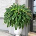 MARTINE MALL 48 inch 128 Leaves Artificial Ferns for Outdoors Look Real Fake Ferns, Large Faux Boston Ferns for Outdoor Planter Realistic UV Resistant Artificial Fake Plants for Porch Patio Hanging (1 PCS)