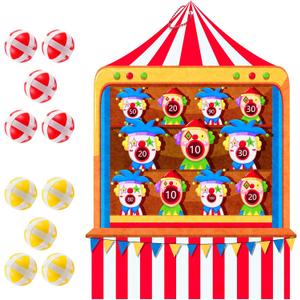 Carnival Birthday Party Decorations - Dart Board with 10 Sticky Balls,Felt Cloth Circus Theme Party Decorations, 19.1x13.4 Inches Fun Outdoor & Indoor Family Game for Birthday