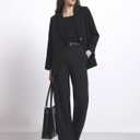 ESOFT Womens Dress Pants 27"/29"/31 Business Work Pants Wide Leg Pull On High Waisted Casual Stretchy Trousers Pockets (Black)