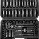 96-Piece 3/8" Drive Impact Socket Set, SAE(5/16 to 3/4-Inch) & Metric(8-22mm), Standard & Deep Sockets, Ratchet Handle, Bit Set, Universal Joint, Extension Bar, Adapters, Spark Plug Sockets