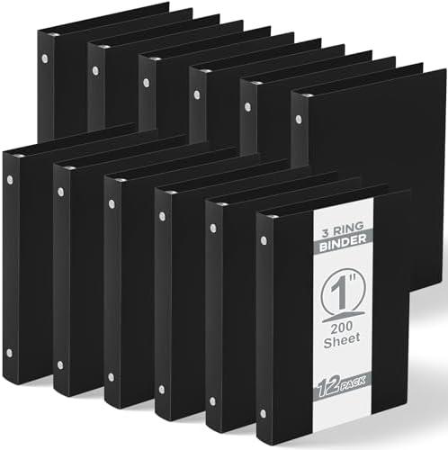 Henoyso 12 Pcs Plastic 1 Inch Mini 3 Ring Binders Fits 5.5" x 8.5" Paper, Holds(Capacity 200 Sheets), Flexible Three Round Rings Small Black A5 Binders Bulk for School, Office Use, Photo Album, Missing pcs