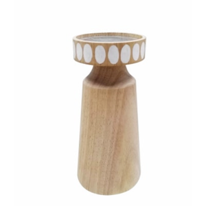 Wood small wood candle holder 8 in