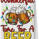 Christmas Beer Kitchen Towels - Beer Gifts Waffle Decorative Dish Towels, Christmas Drinkers Hand Tea Towel for Kitchen Bar Cart, 16x24 Inches