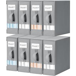 DIMJ Bed Sheet Organizers and Storage 8 Pack - Foldable Sheet Holder for Linen Bedding Storage Box for organization, Sheets Set Holder for Blanke, Towel (King & Queen Size), Grey