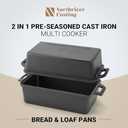 95 Inch Cast Iron Loaf Pan with Lid | Bread Baking Pans | Even Heat Distribution for Homemade Bread, Cake, Meatloaf, 2 Piece Set