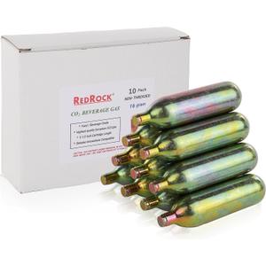 RedRock Unthreaded 16 Gram CO2 Cartridges, Food Grade Beverage Beer Keg Cartridge Chargers (10 Pack)