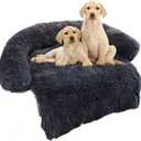 Calming Dog Bed Fluffy Plush Dog Mat for Furniture Protector with Removable Washable Cover for Large Medium Small Dogs and Cats (Medium(41x37x6), Dark Grey)