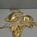 Verdusa Women's 2 Piece Bathing Suit Glitter Triangle Top Tie Side Thong Bikini Swimsuits Size S