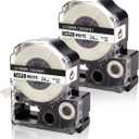 Absonic 2-Pack Compatible for LK-6WBN SS24KW LC-6WBN9 LK 24mm 0.94" Black on White Label Tape Cartridge Refills for LabelWorks LW600P LW700 LW900 LW1000P Label Maker, 1" x 26'