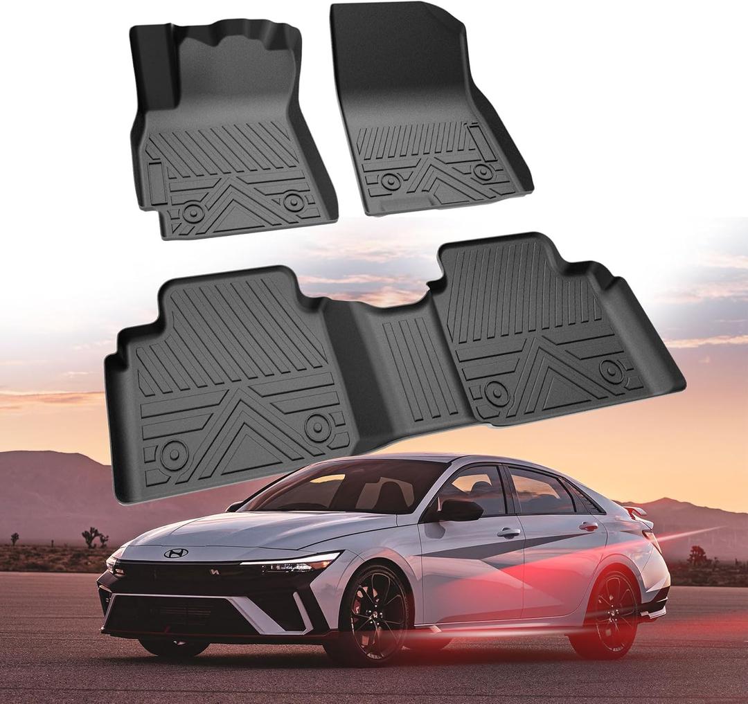 Floor Mats for Hyundai Elantra 2021-2026 (Not for Hybrid) & Hyundai Elantra N 2022-2025, All Weather Protection TPE Car Mats Custom Car Liners Accessories, Front & 2nd Row Floor Liners Set