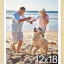 DecorUhome 12x18 Picture Frame, Fits 11x17 Photos with Mat, M01NT | Natural Engineered Wood 12x18 Poster Frame with High Definition Plexiglass Cover for Wall Mounting, 1 Pack