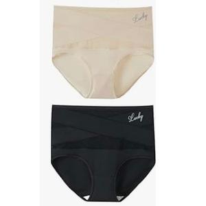Lucky Women's High Waisted Underwear Postpartum Stretch Full Coverage Breathable Briefs 3 Packs Panties, Beige/Black, XXL