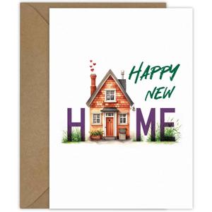 12 x Happy New Home Card for New House Congratulations and Housewarming Card with Envelope
