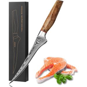 Fillet Knife 7 Inch, Precision Boning Knife for Efficient Meat Cutting and Boning Boning Knife in high Carbon Steel (Large, Silver)