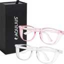 Aqulius 2 Pack Stylish Safety Glasses Goggles, Scratch Resistant, Safety Glasses for Women, Blue Light, Glasses for Nurses (Pink/Clear)