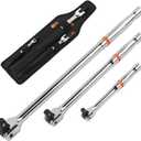 HORUSDY 3-Piece Breaker Bar Set with 180 Rotatable Head, 1/4'', 3/8'' and 1/2'' Drive, Heavy Duty Breaker Bars with Chrome Vanadium Steel 6'', 10'', 15'' Length
