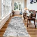 2x8 Runner Rug Washable Abstract: Non Slip Runners for Hallway Kitchen - Soft Low Pile Stain Resistant Thin Carpet - Modern Home Decor for Contemporary Style Lover Pet Owner 2x8 Black Grey