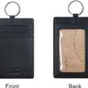 Boshiho Saffiano Leather Credit Card Holder Coin Change Purse with Key Ring Keychain