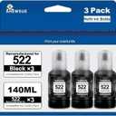 Pack of 3 AHEWSUE 522 Ink Refill Compatible for 522 Ink Refill Bottles, Black