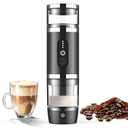 Hobsir Portable Electric Espresso Maker, Travel Coffee Machine for Camping, Car Coffee Maker with Frothing Base, USB-C, 3in1 Capsule, Portable Small Espresso Coffe Machine for RV, Hiking, Office Black