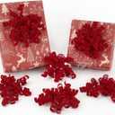 HUIHUANG Red Velvet Bows for Gift Wrapping Self Adhesive Velvet Christmas Gift Bows Burst Curly Ribbon Bows for Presents, Christmas Gift Wrapping, Treat Bags, Party Favor, Crafts-6 inch x 6 Counts