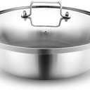 Delarlo Tri-Ply Stainless Steel Hot Pot 14 inch Everyday pan With lid, Everything Pan, Durable Deep Saute Pan, 7QT Induction Cooking Pot, Woks & Stir-Fry Pans Oven Safe Stock Pot
