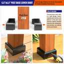 6"x6" (Actual: 5.5"x5.5") Deck Post Base Covers Aluminum, Split Style Post Base Trim Skirt Decorative Black 2Pack