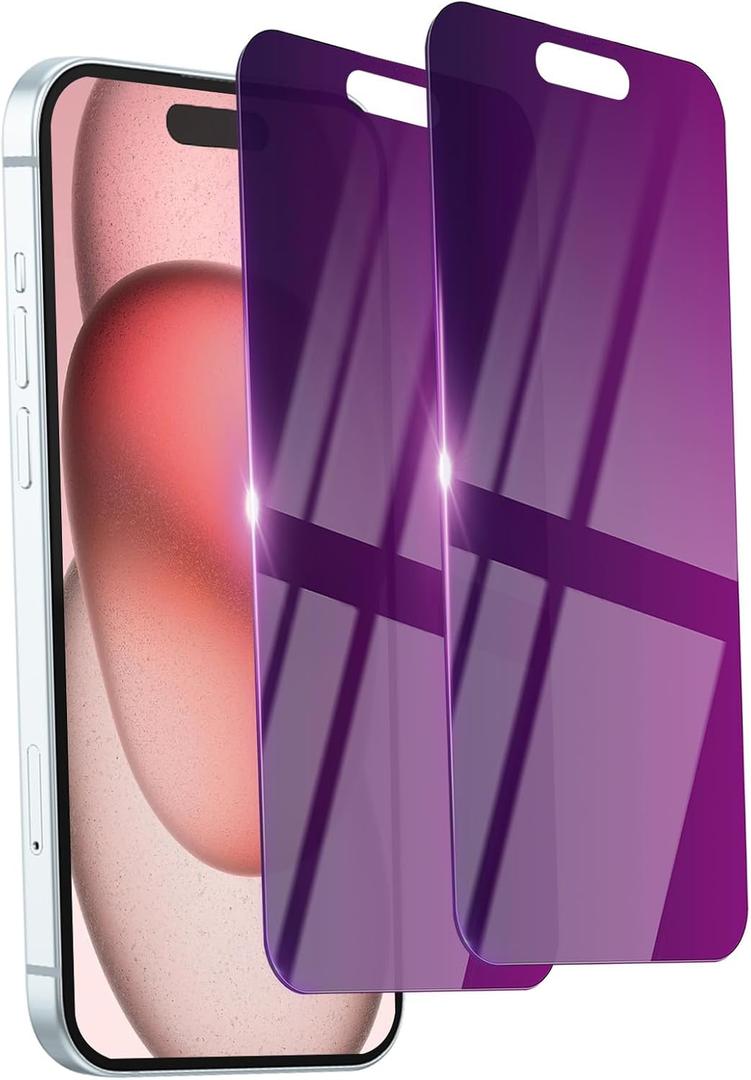 2 Pack Privacy Screen Protector for iPhone 15 Tempered Glass 6.1inch Private Glass Anti-Spy Eye Protection Anti-Scratch Full Coverage No Bubble
