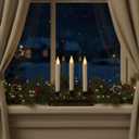 Homemory 3 Pcs Window Candles with Sensor Dusk to Dawn, Ivory Electric Window Candle Flickering, Christmas Fake Candles Battery Operated, Led Candlesticks with Black Holders for Xmas Holiday Decor