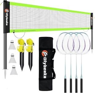 Outdoor Badminton Net Set For Backyard And Beach Play With A Dope 20 Foot Long 3 Foot High Anti Sag Net Four Aluminum Rackets Three Shuttlecocks Carry Bag Easy Setup And Portable Family Fun Kit