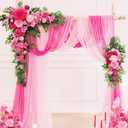 Wedding Arch Flowers Kit - Deluxe 5pcs Artificial Floral Swag with 3 Sheer Drapes, Realistic Silk Flower Arrangements for Wedding Ceremony Arbor Backdrop Reception Party Home Decor