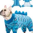 CuteBone Dinosaur Costume Dog Pajamas, Stretchy Spandex Crystal Velvet Sleepwear Coat for Small Dogs, Soft & Warm Pet Outfit Clothes for Cold Weather, Cozy Pullover Design COSP05L (Large)
