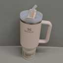 STANLEY Quencher H2.0 Tumbler with Handle and Straw 40 oz Flowstate 3-Position Lid Cup Holder Compatible for Travel Insulated Stainless Steel Cup BPA-Free Rose Quartz 2.0