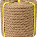 Hemp Rope - 3/4 Inch 100 Feet - Natural Jute Twisted Manila Rope for Crafts, Hammock, Railing, Decorating