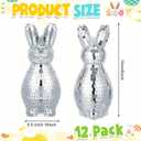 12 Pcs Easter Bunny Ornaments 6'' Silver Disco Easter Bunny Tree Decoration Cute Rabbit Hanging Ornament Silver Disco Mirror Ball for Home Office Spring Party Decor Gifts