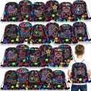 Sweetude 24 Pcs Let's Glow Party Gifts Bags Drawstring Bags Decoration Favor Storage for Girls Kids Birthday Wedding Party Dec